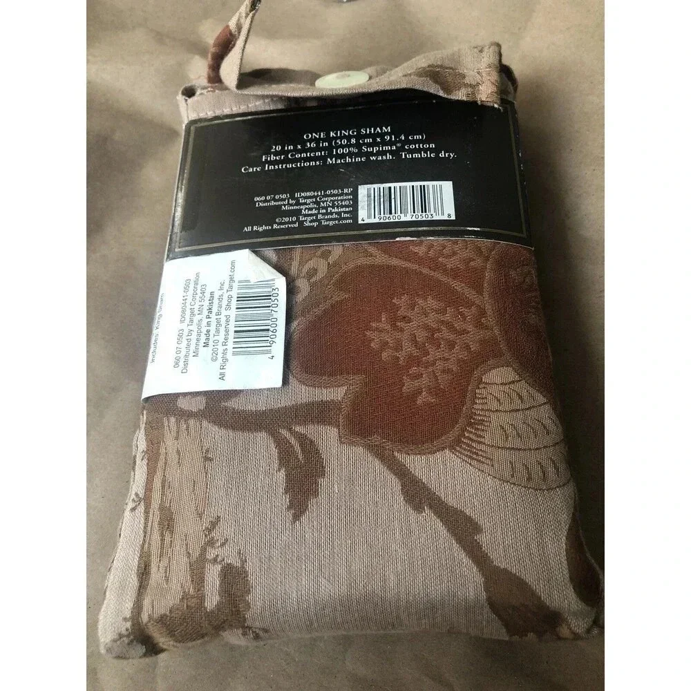 1 Fieldcrest Luxury King Pillow Sham Floral 20in X 36in